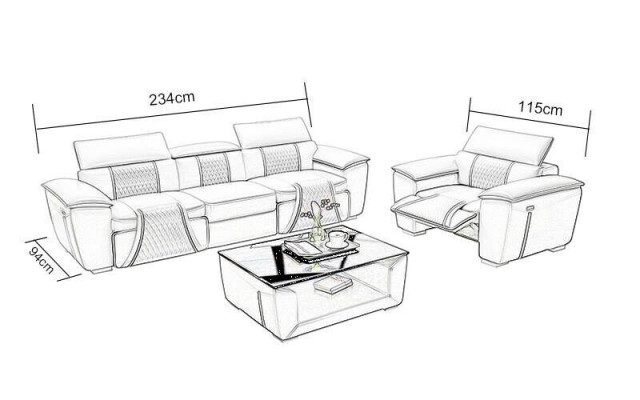 Luxury sofa set 2x 3-seater with furniture couch leather sofa textile group