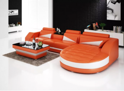 Designer corner sofa living landscape leather sofa sofa sofa couch upholstered L-shape orange