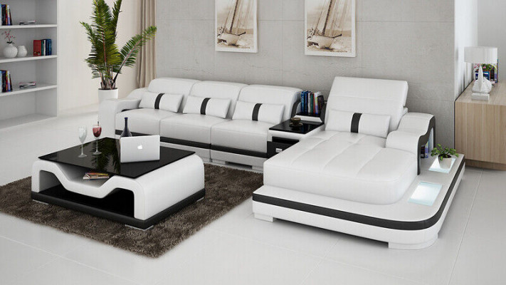 Corner sofa fabric L-shape bed function couch design upholstery textile leather corner