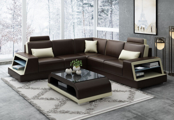 Corner sofa leather sofa upholstery living landscape sofa couch corner set L shape