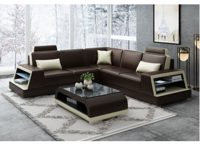 Corner sofa leather sofa upholstery living landscape sofa couch corner set L shape