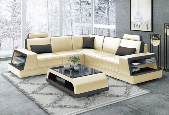 Corner sofa leather sofa upholstery living landscape sofa couch corner set L shape