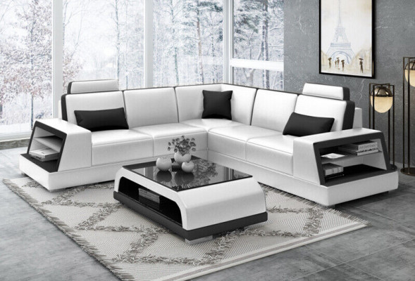 Corner sofa leather sofa upholstery living landscape sofa couch corner set L shape