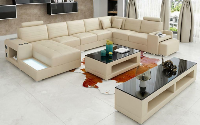 Corner leather corner sofa U-shaped sofa couch design upholstery textile modern textile new