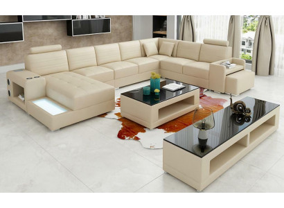 Corner leather corner sofa U-shaped sofa couch design upholstery textile modern textile new
