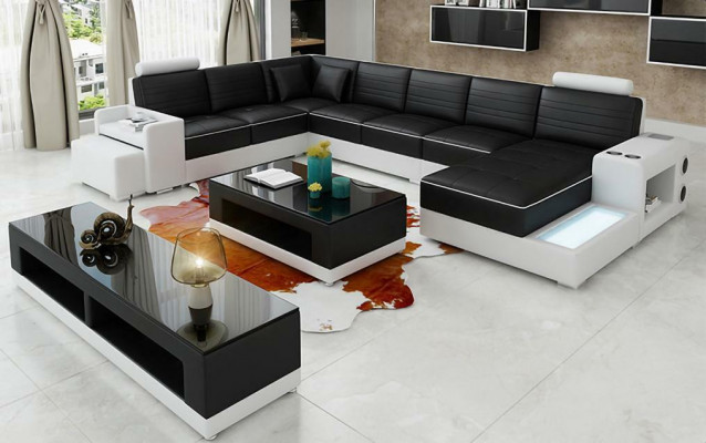 Corner leather corner sofa U-shaped sofa couch design upholstery textile modern textile new