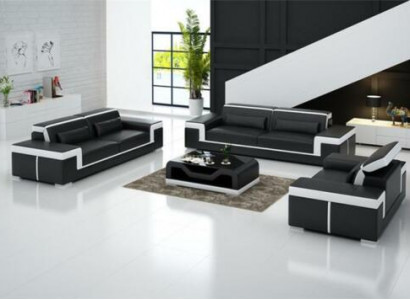 Design upholstery seating couch 3-seater set sofa sofas couches decor leather