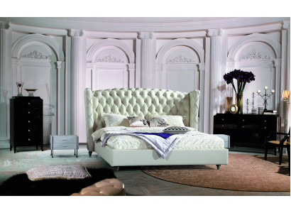 Luxury designer bed Chesterfield leather bed upholstered bed bedroom marriage