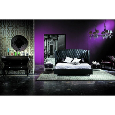 Luxury designer bed Chesterfield leather bed upholstered bed bedroom marriage