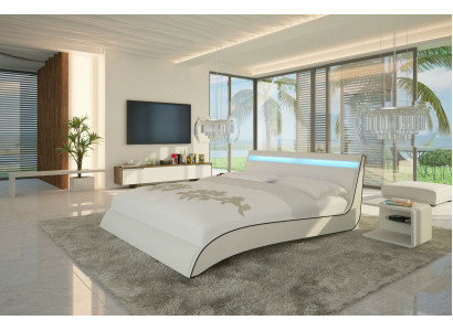 Design beds double marriage modern hotel frame sleep room leather