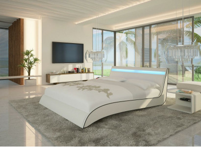 Design beds double marriage modern hotel frame sleep room leather