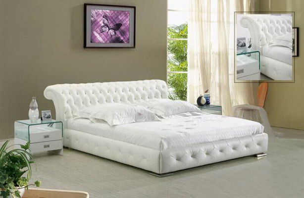 Leather bed upholstery design luxury double hotel bedroom beds