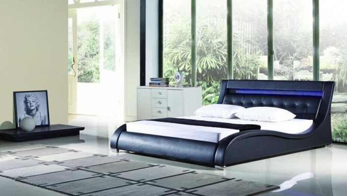 Leather bed upholstered bed bed beds leather leather upholstery double with lighting