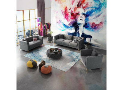 Designer Chesterfield Sofa Set Couch Upholstered Set Velvet 321 Seat Couches