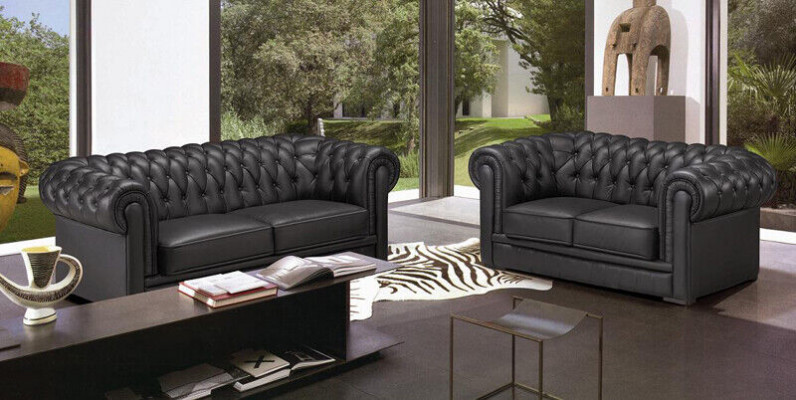 Chesterfield Couches Sofas Upholstery Leather 3-2 Seater Sofa Set Sets