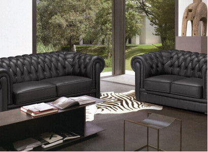 Chesterfield Couches Sofas Upholstery Leather 3-2 Seater Sofa Set Sets