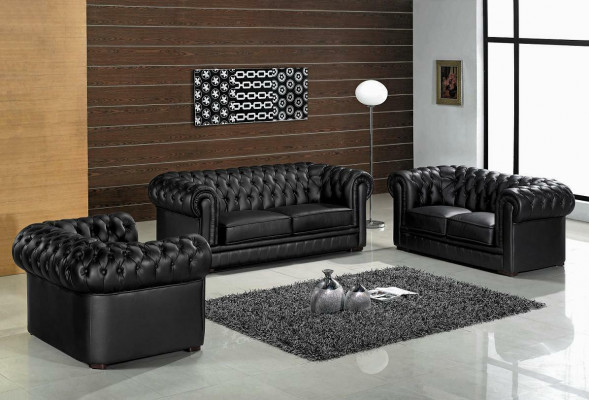 Chesterfield Couches Sofas Upholstery Leather 3-2 Seater Sofa Set Sets