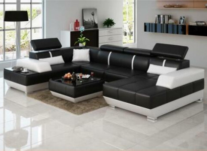 Design living landscape U-shape large corner sofa couch upholstery XXL suite