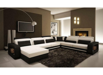 U-shaped sofa couch upholstered corner sofa suite living landscape leather design