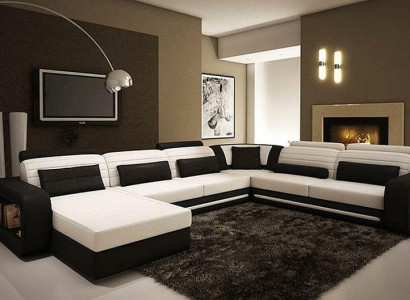 U-shaped sofa couch upholstered corner sofa suite living landscape leather design