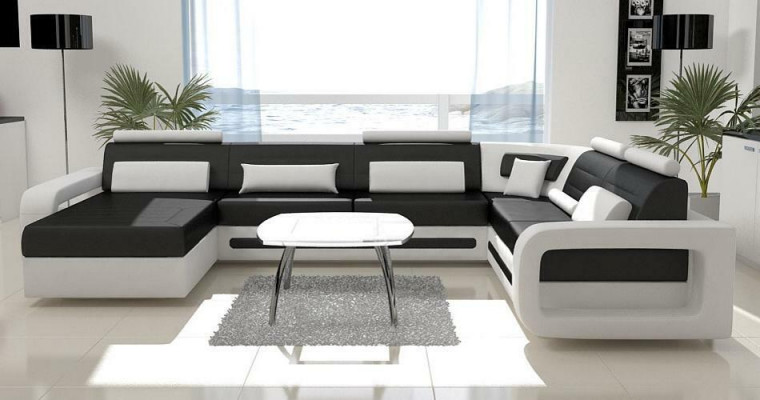 U-shaped sofa couch upholstered corner sofa suite living landscape leather design