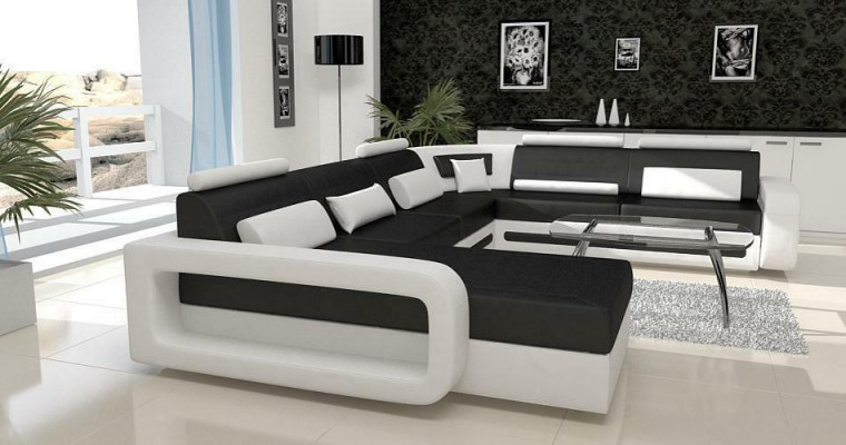 U-shaped sofa couch upholstered corner sofa suite living landscape leather design