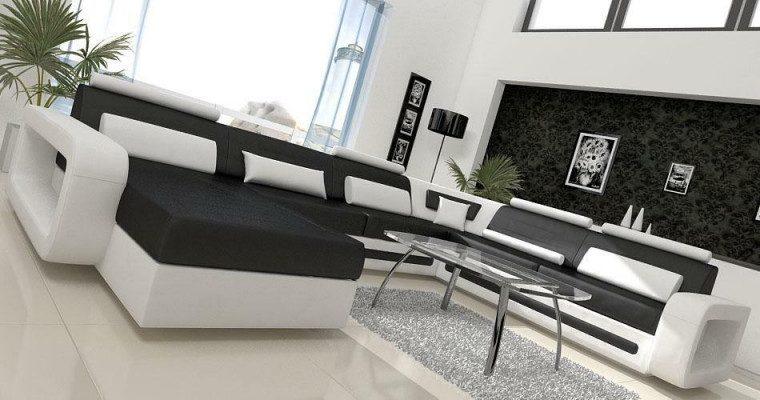 U-shaped sofa couch upholstered corner sofa suite living landscape leather design