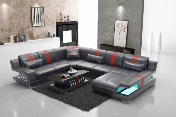 Sofa U-Shape Leather Sofa Couch Living Area Suite Design Modern