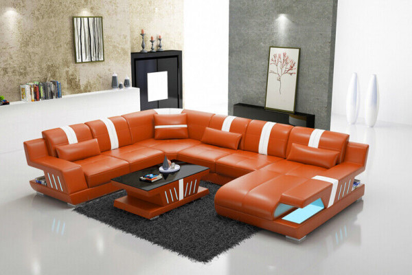 Sofa U-Shape Leather Sofa Couch Living Area Suite Design Modern