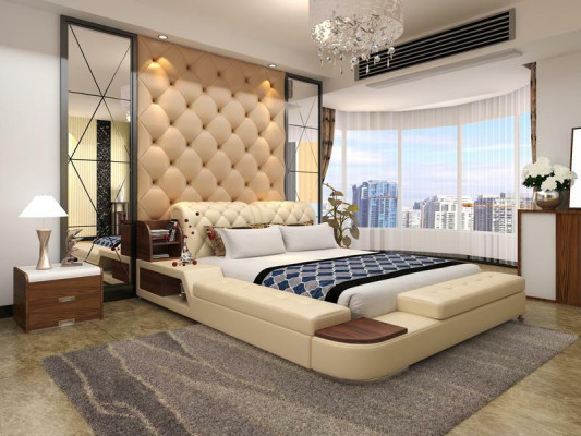 Multifunction Bed Design Upholstered Double Bed Chesterfield Luxury