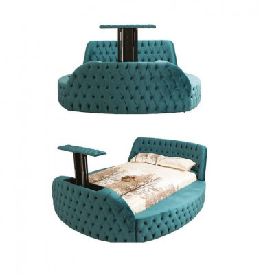 Multipurpose Bed Shelf USB Charging Station Double Fabric Bed 180x200