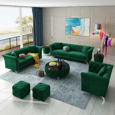 Chesterfield Set 8-piece Set Couch Cushion Suite Side Table Coffee Table Sofa