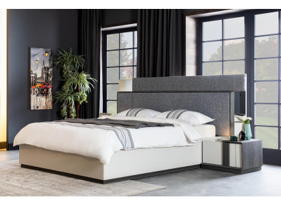 Gray luxury bedroom bed textile furniture bed frame modern wood new