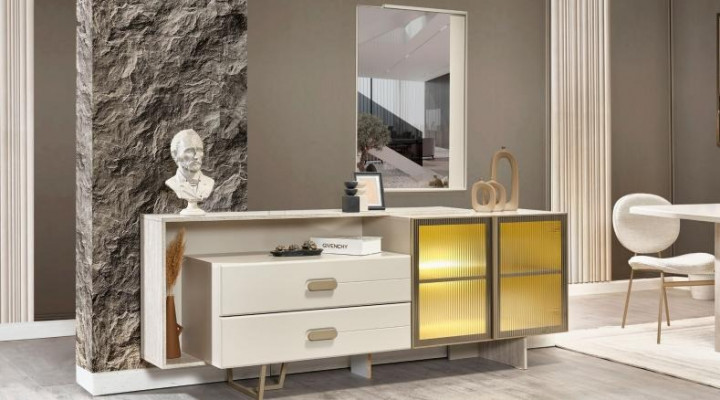 White sideboard designer dresser modern cabinets luxury chest of drawers new