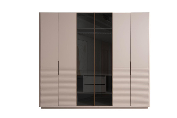 Designer beige glass cabinet modern bedroom wood furniture cabinet