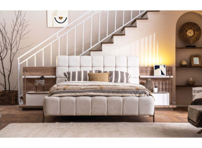 Modern white double bed stylish bedroom furniture upholstered furniture
