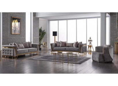 Luxury Gray Sofa Set Three-Seater with Armchair Modern Set Couches Sofa