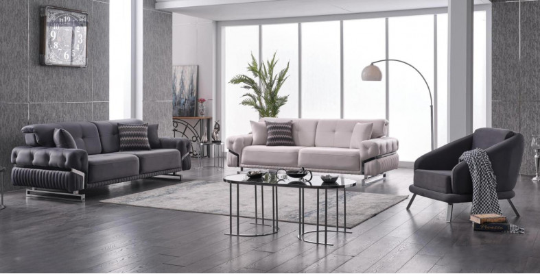 Gray sofa set living room sofas three-seater armchair complete set 3-piece.