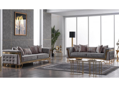 Luxury Sofa Set Designer Suite Three-Seater Textile Furniture Living Group Modern