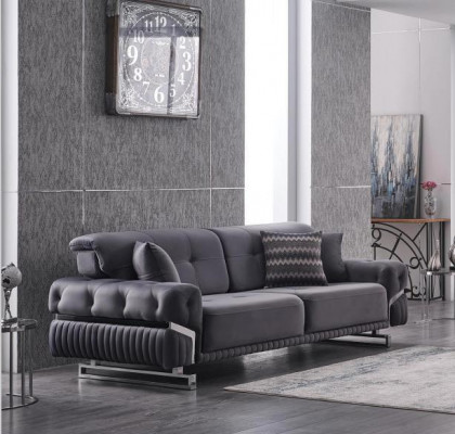 Gray sofa complete living room furniture luxury upholstery suite three-seater