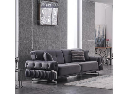 Gray sofa complete living room furniture luxury upholstery suite three-seater