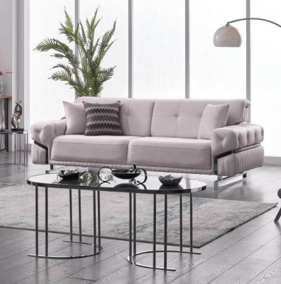 Gray sofa complete living room furniture luxury upholstery suite three-seater