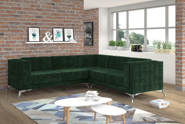 Sofa L-Shape Chesterfield Couch Living Area Set Design Classic