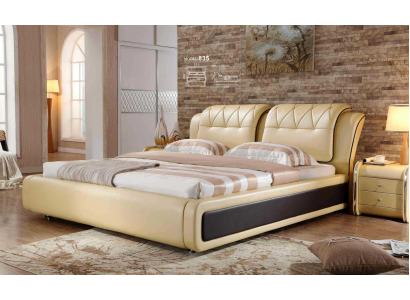 Luxury bedroom bed upholstery design double hotel beds leather bed