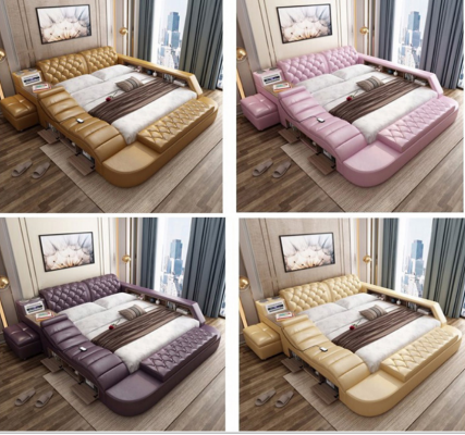 Luxury double multifunction bed upholstered water bed 180x200 USB radio music