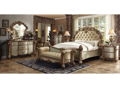 Bed 2x Nightstand 3-piece. Classic Bedroom Set Luxury Baroque Rococo