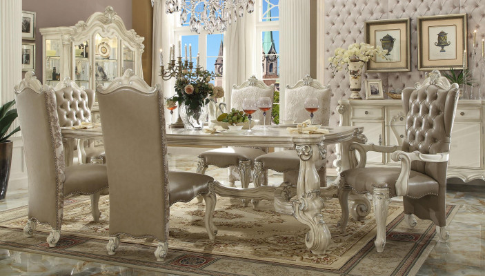 Royal 7-piece Dining Room Set Rococo-Baroque Table with 6 Chairs