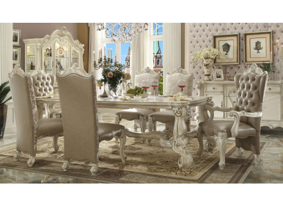 Royal 7-piece Dining Room Set Rococo-Baroque Table with 6 Chairs