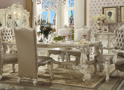 Royal 7-piece Dining Room Set Rococo-Baroque Table with 6 Chairs