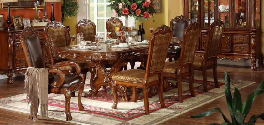 Classic dining table set wooden dining room set 6x chair chairs